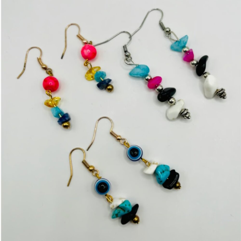 Set 1: 3pc Handmade Earring Set - #1 Boho Protection Crystal Trio